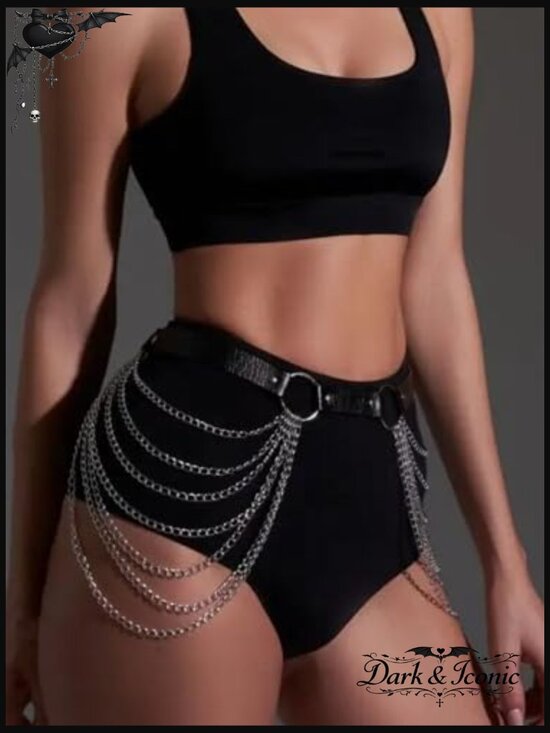 Punk Gothic Waist Chain Belt Adjustable Body Chain Harness Fits 29.7-38.2 Waist main image 3